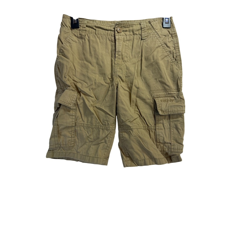 DKNY Boys Khaki Tan Cargo Shorts Size 10 Cotton Blend Utility Pockets